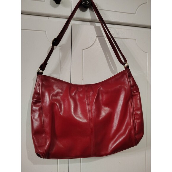 SAS Vintage Red Leather Adjustable Strap Shoulder Bag Purse Handbag - Picture 2 of 12